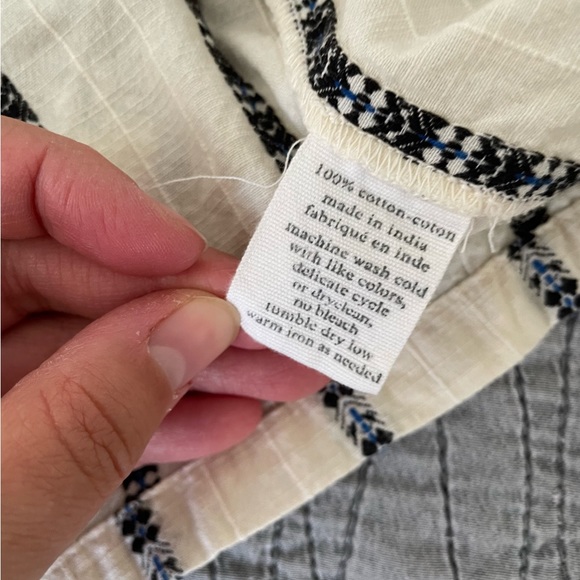 Ace & Jig Off White Navy Blue Flowers Short Sleeve Dress Size XS - Picture 8 of 8